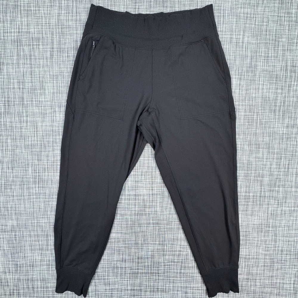 Athleta Venice Jogger Pants Womens Large Black High Rise Stretch Nylon Pockets